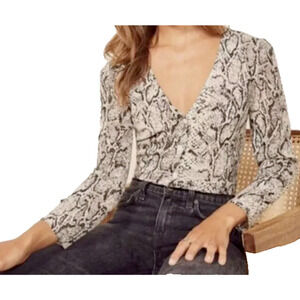 Reformation Jemma Snake Print Viscose Button Front Blouse Top size 2‎
